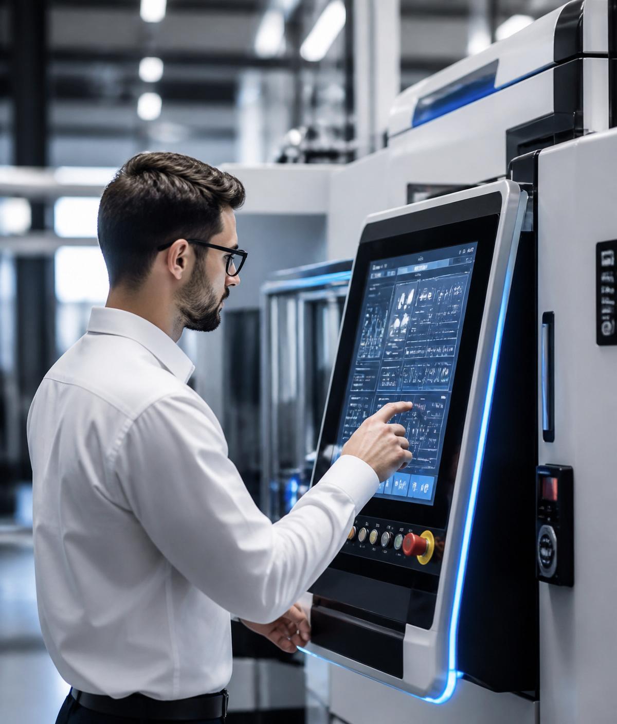 Engenheiro Trausi inspecionando painel de controle
